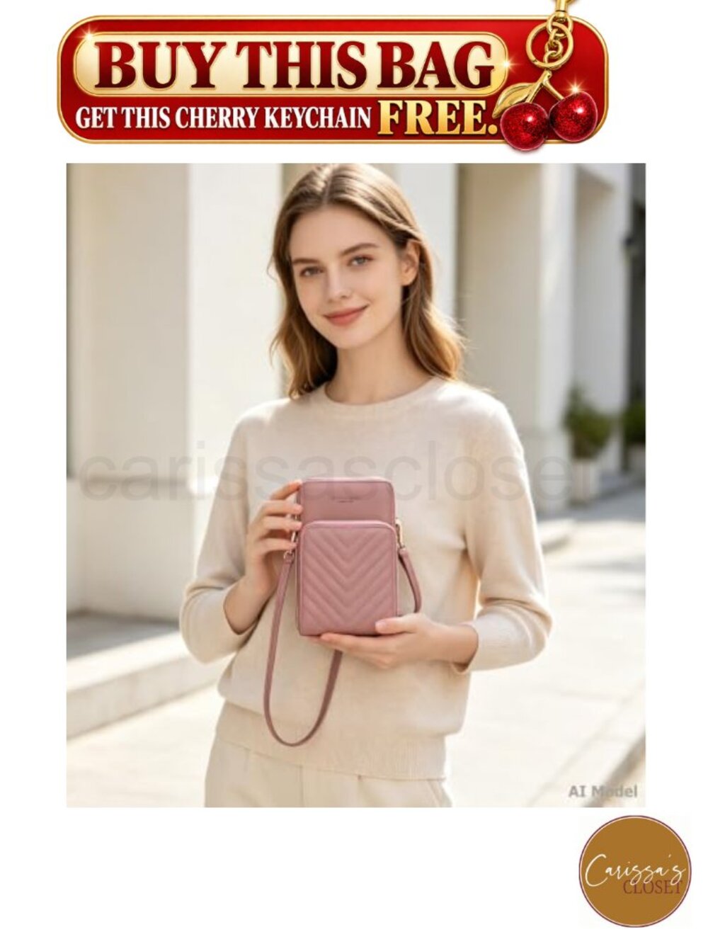 β¨myfriday Small Cell Phone Crossbody Bag Multi-Pocket 8 Card Slots PU Leather - Picture 5 of 6